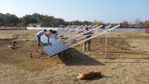 installing solar panels mounted in the ground