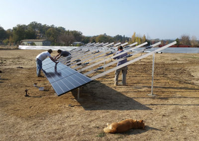 installing solar panels mounted in the ground