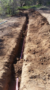 a trench with a red line in it