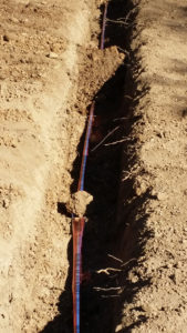 a trench with a red line in it